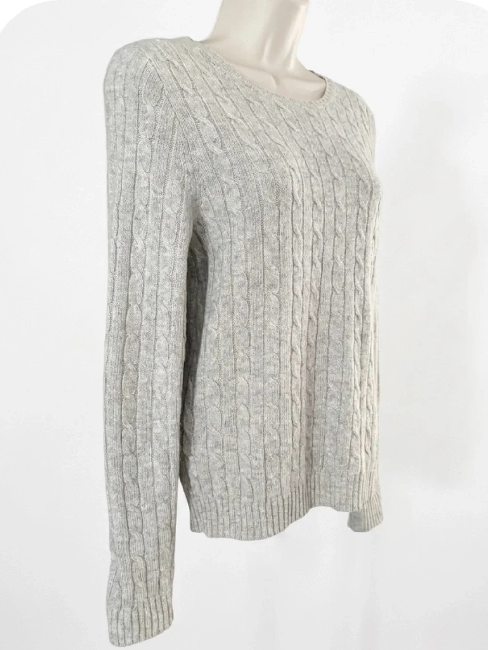 J. Crew Ribbed Cable Knit Wool Angora Cashmere Classic Luxury Sweater Size M